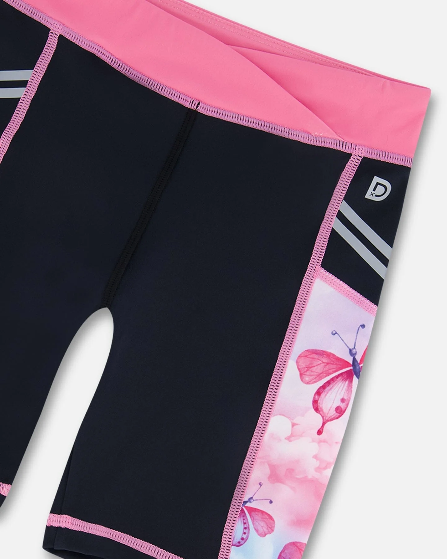 Printed Athletic Biker Short Black, Pink And Multicolored Butterflies - Image 4