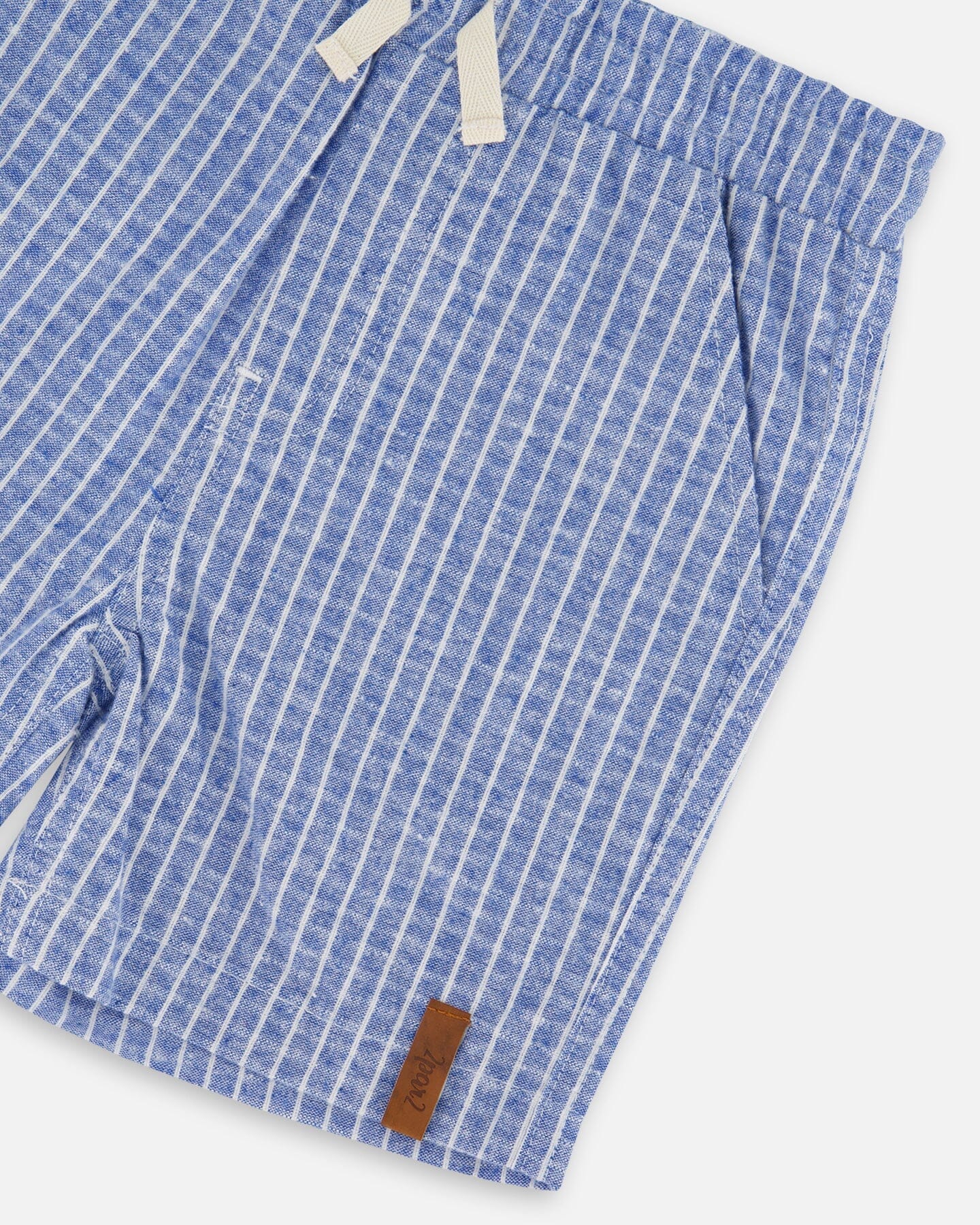 Printed Chambray Shorts Blue Denim Stripes - Image 4