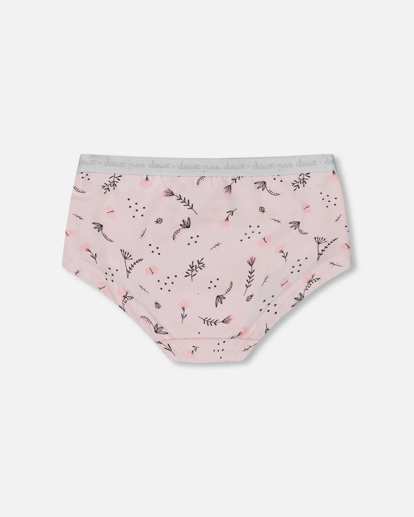 Printed Organic Cotton Boyshort Panty Small Pink Flowers On Pale Pink Background - Image 2