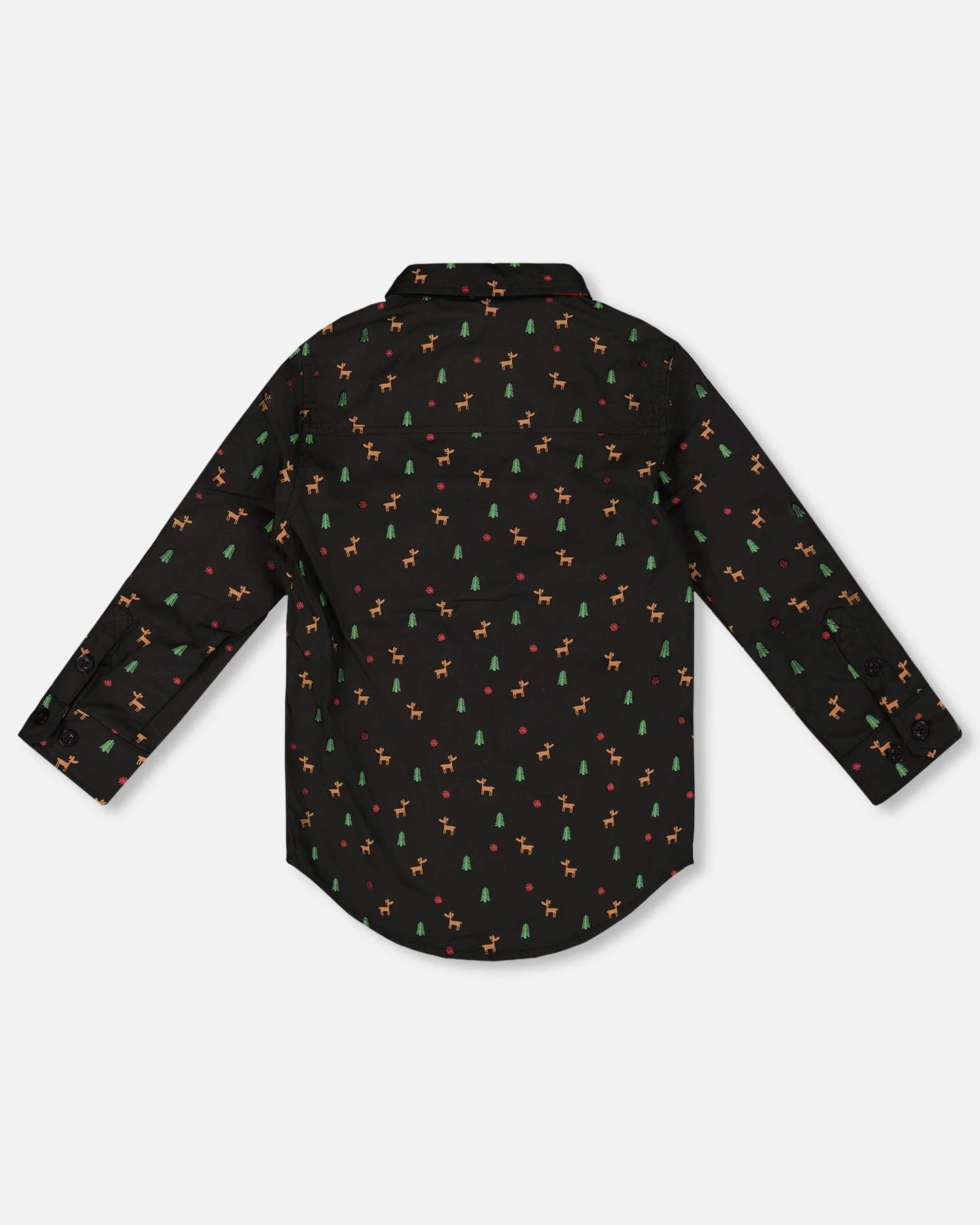Printed Poplin Shirt Black And Multicolor With Bow Tie - Image 3