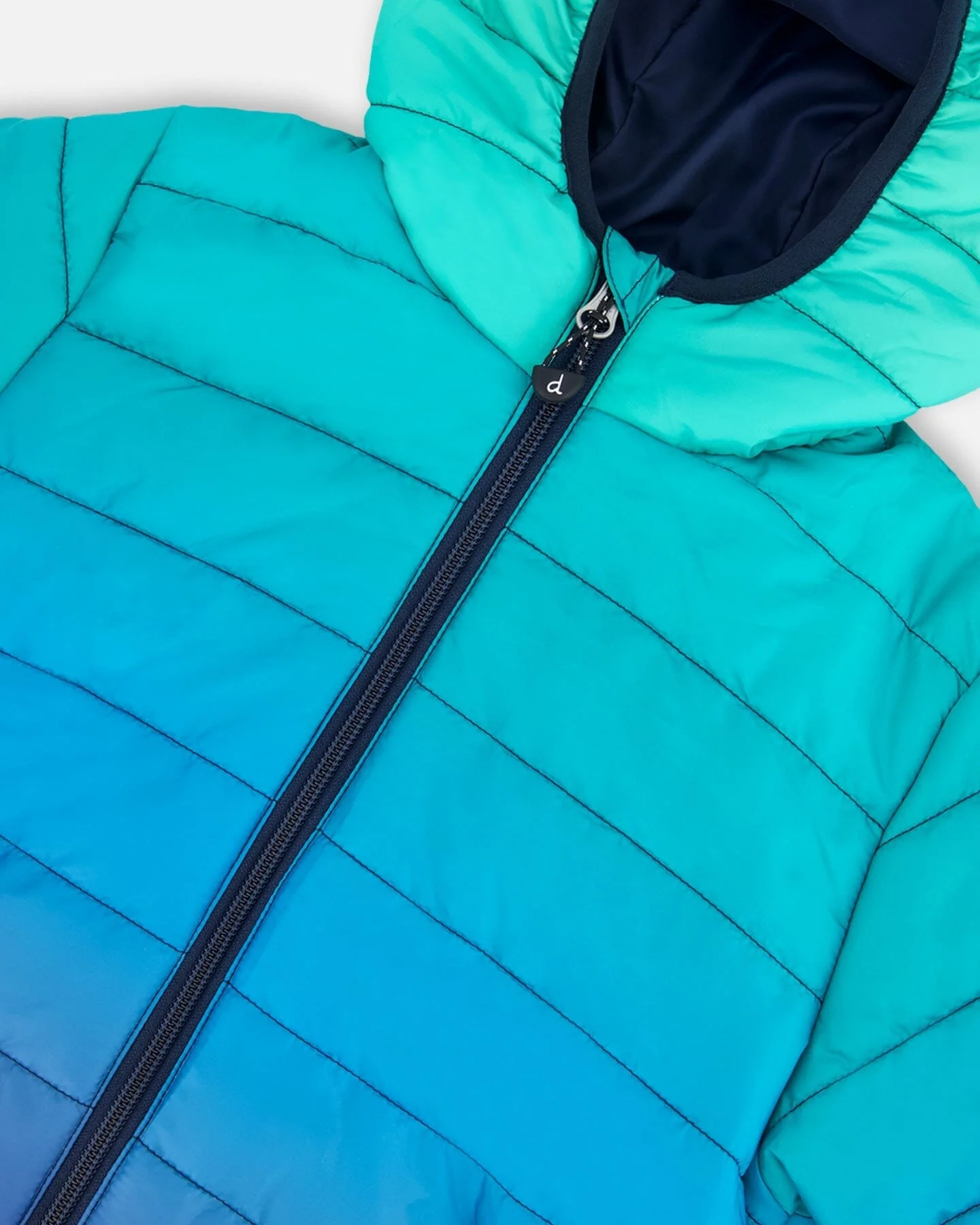 Quilted Mid-Season Jacket Green And Blue Gradient - Image 6