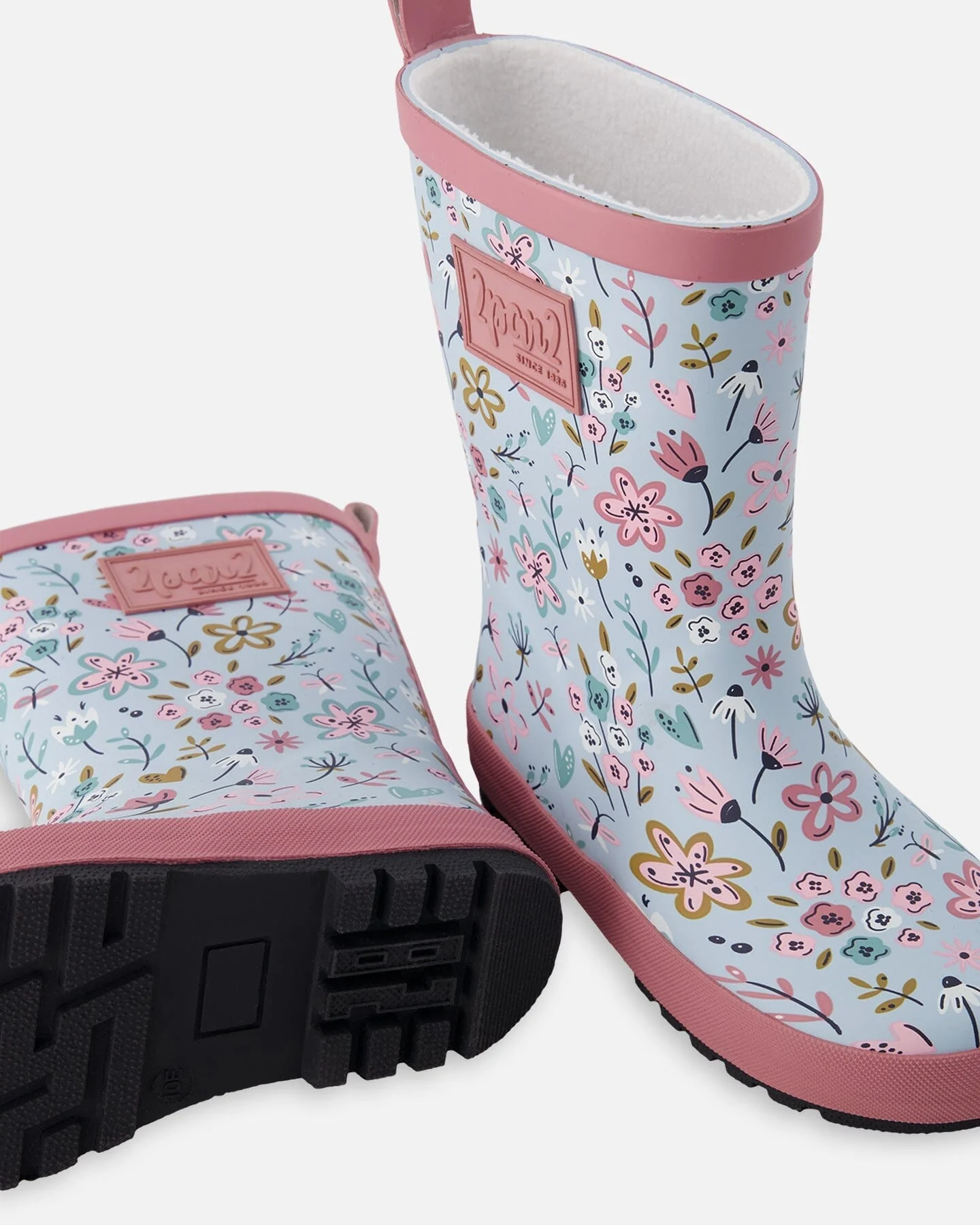 Rain Boots In Natural Rubber Blue Mini Flower Print - Image 3