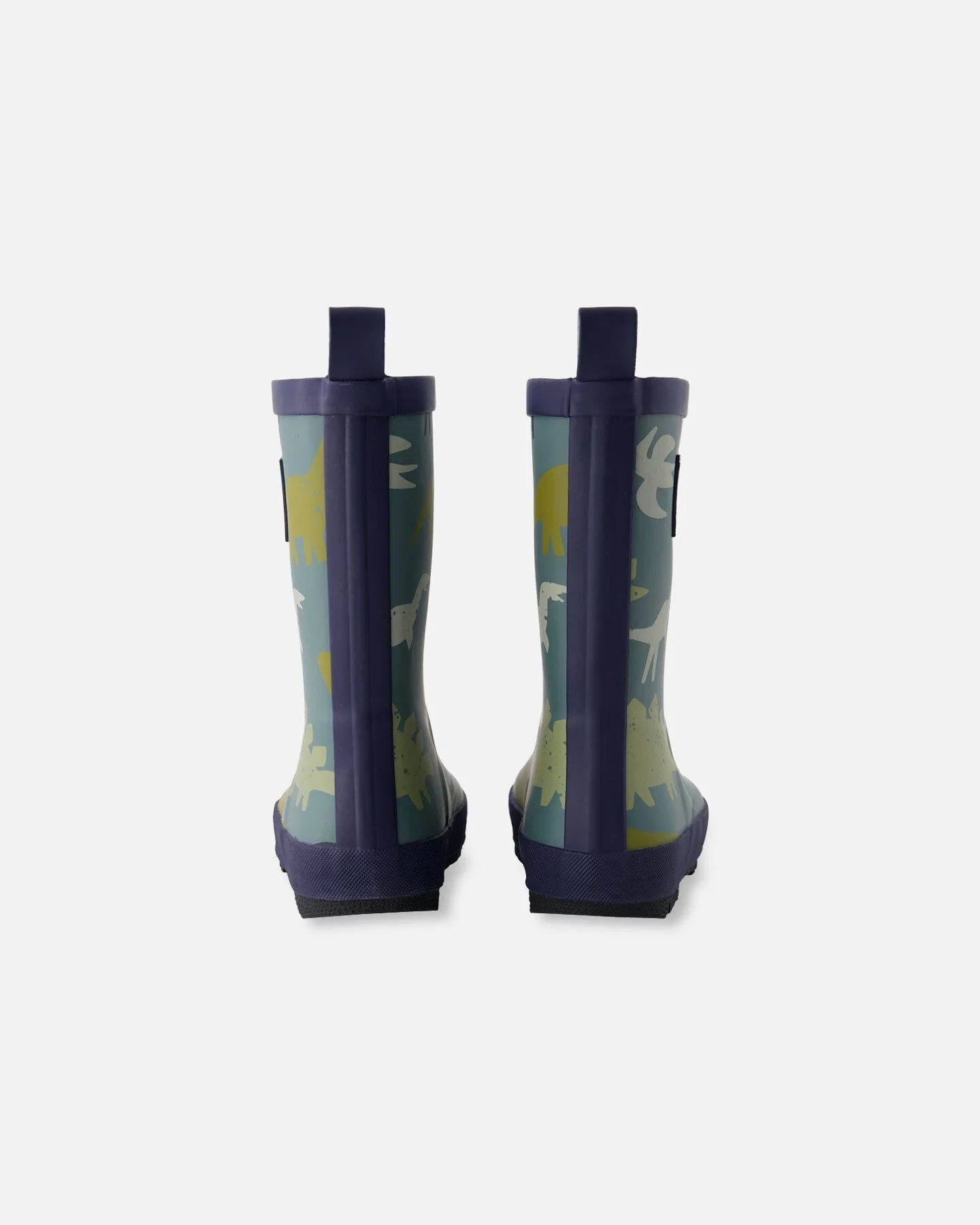 Rain Boots In Natural Rubber Green Dinosaur Print - Image 4