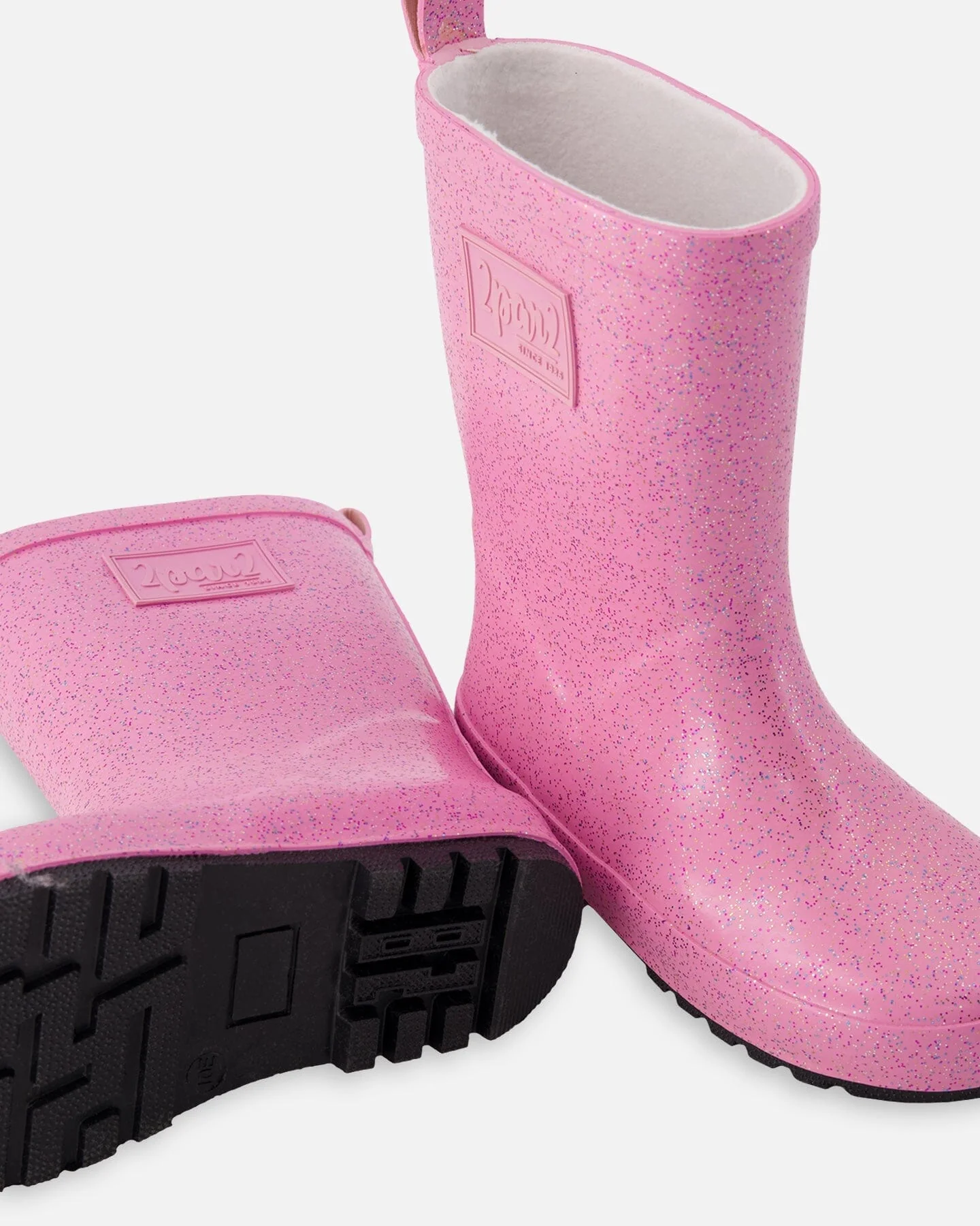 Rain Boots In Natural Rubber Pink Glitter - Image 3