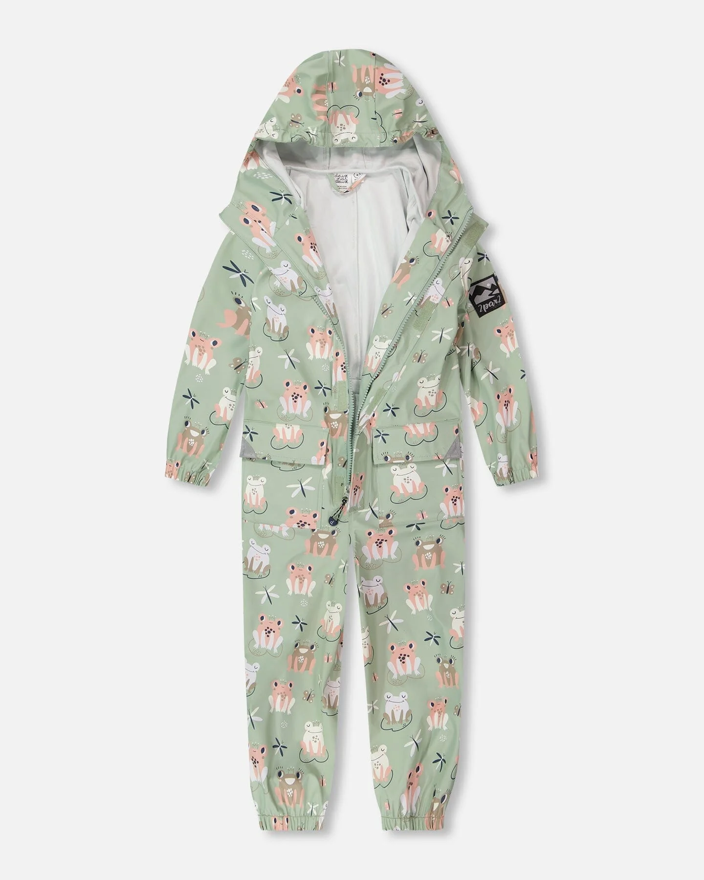 Green rain jumpsuit with color-changing frogs print - Image 3