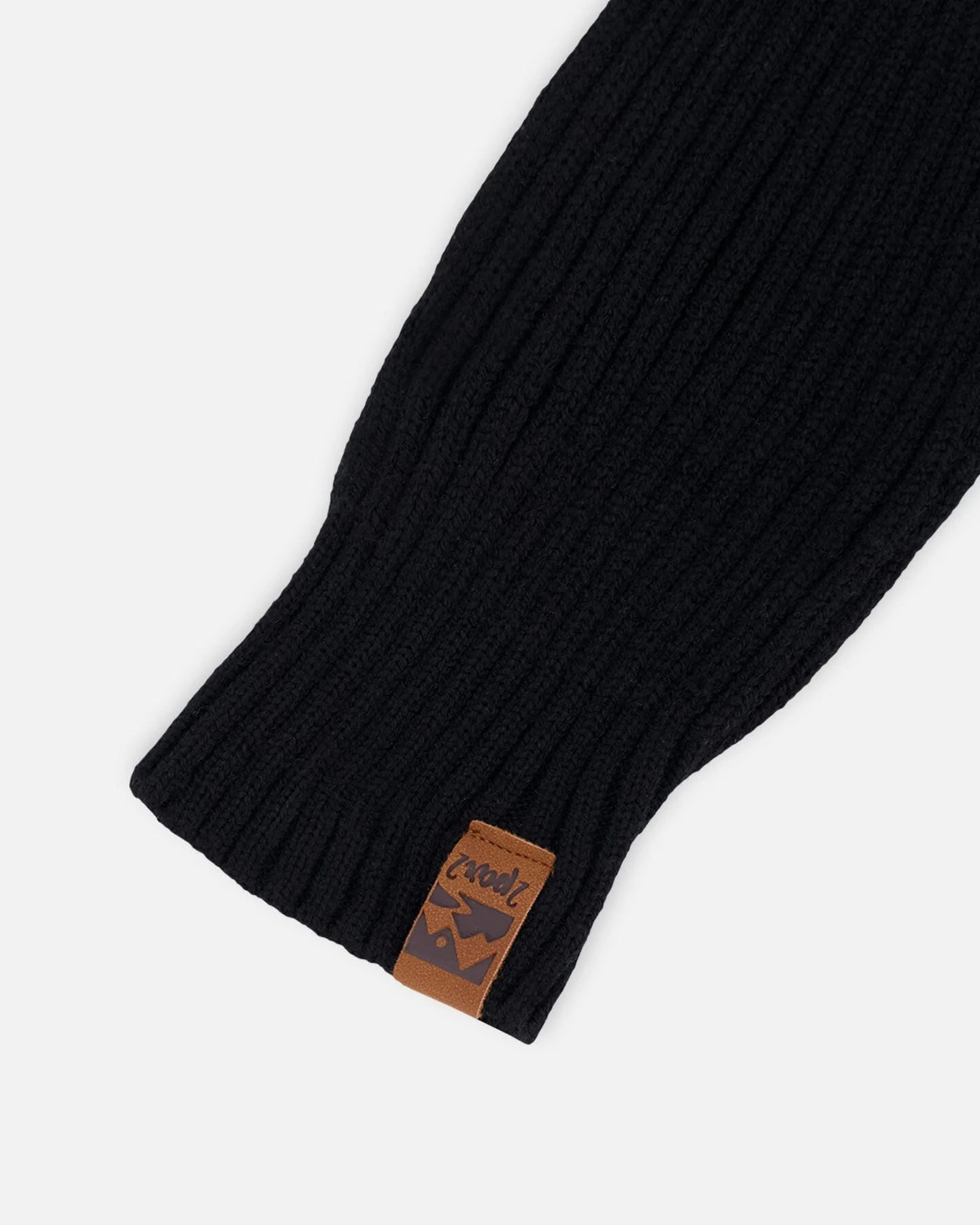 Ribbed Knit Mittens Black - Image 3