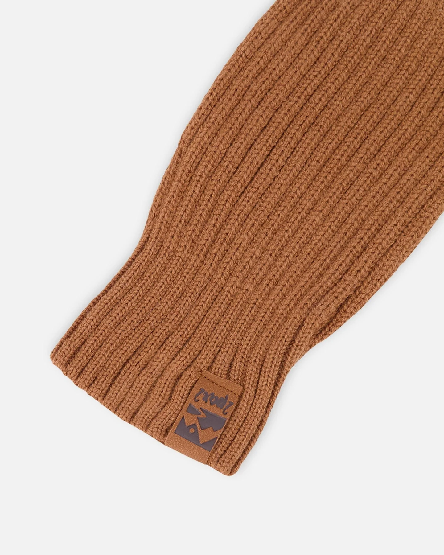 Ribbed Knit Mittens Brown - Image 4