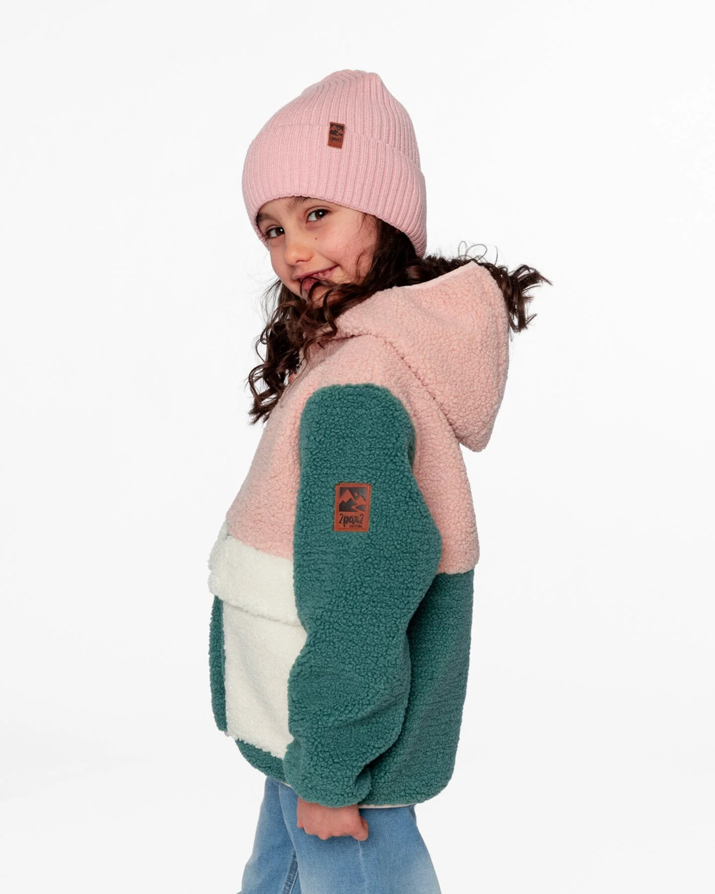 Sherpa Jacket Light Pink Colorblock - Image 6
