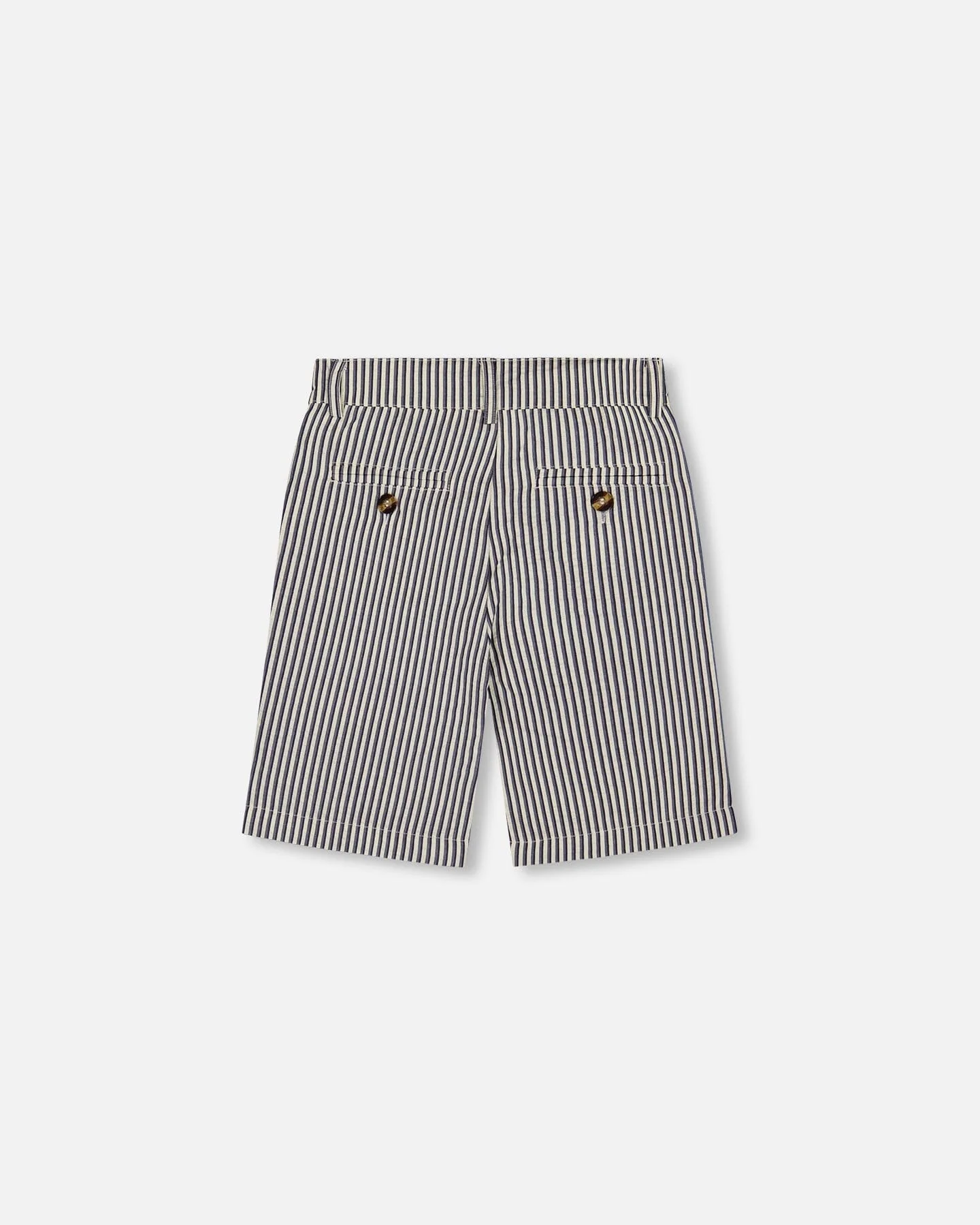 Slant Pocket Bermuda Shorts Navy Blue Striped - Image 2