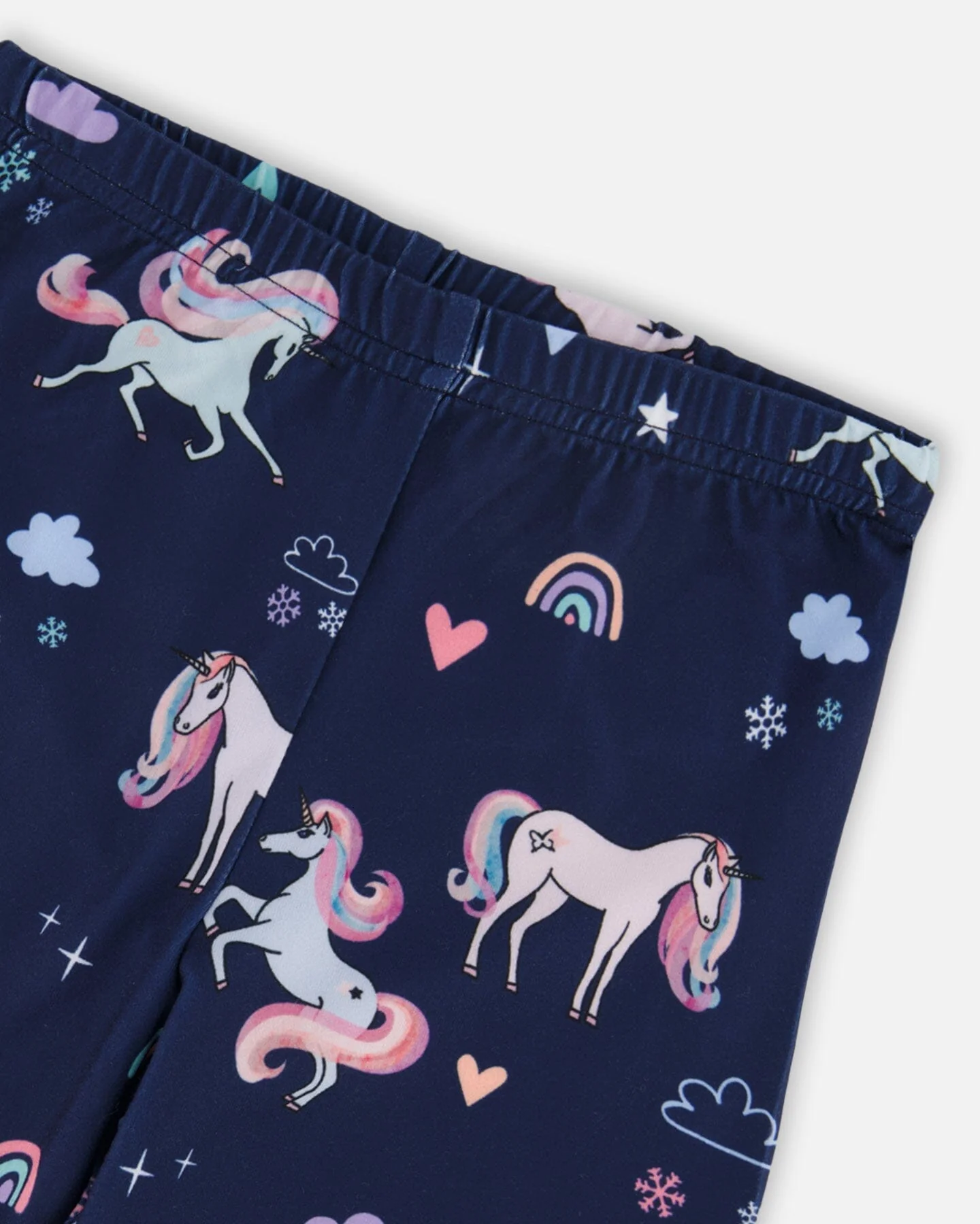 Stretch Jersey Leggings Navy Unicorn Print - Image 4