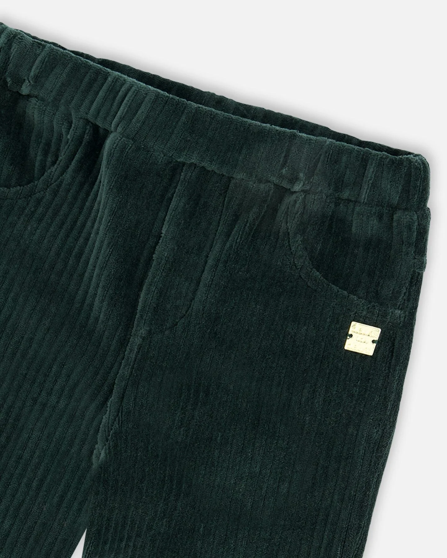 Stretch Velour Rib Treggings Dark Green - Image 4