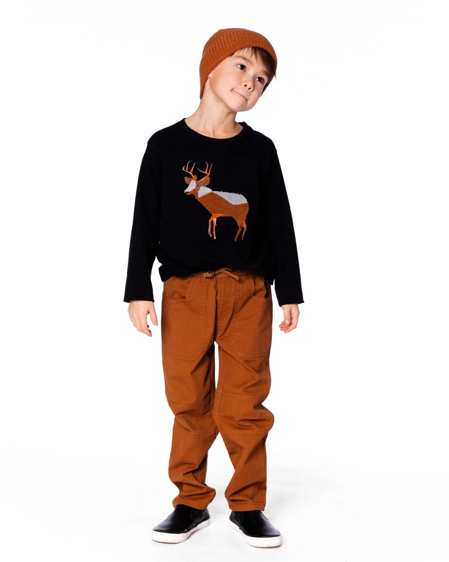 Twill Jogger Pants With Patch Pockets Brown - Image 2
