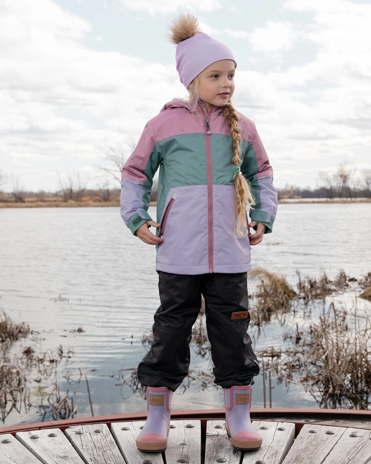 Two-Piece Mid-Season Outerwear Set Mauve Colorblock - Image 2