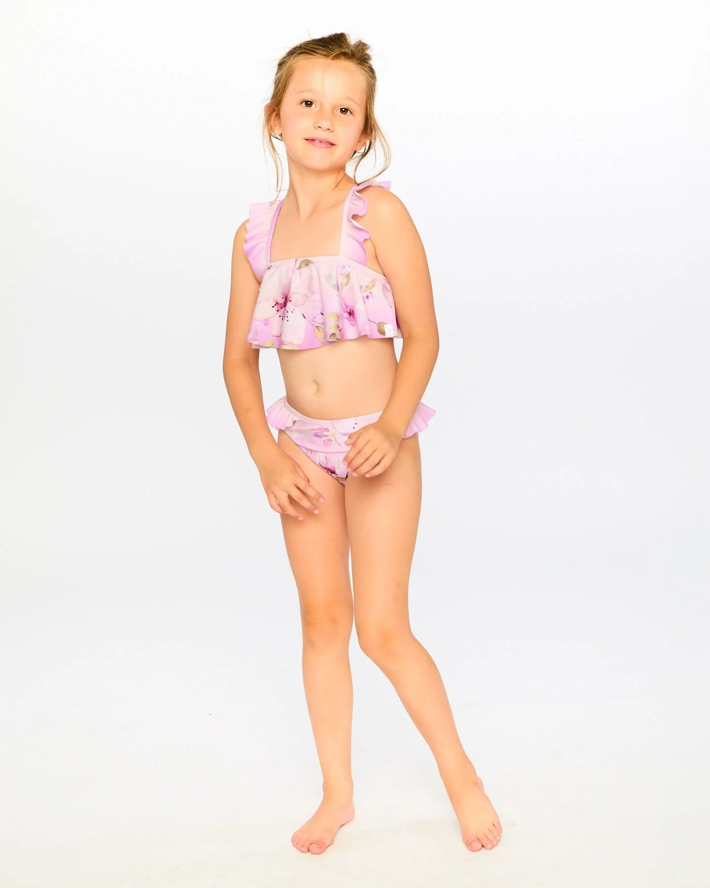 Two-Piece Swimsuit Purple Flower Print - Image 4
