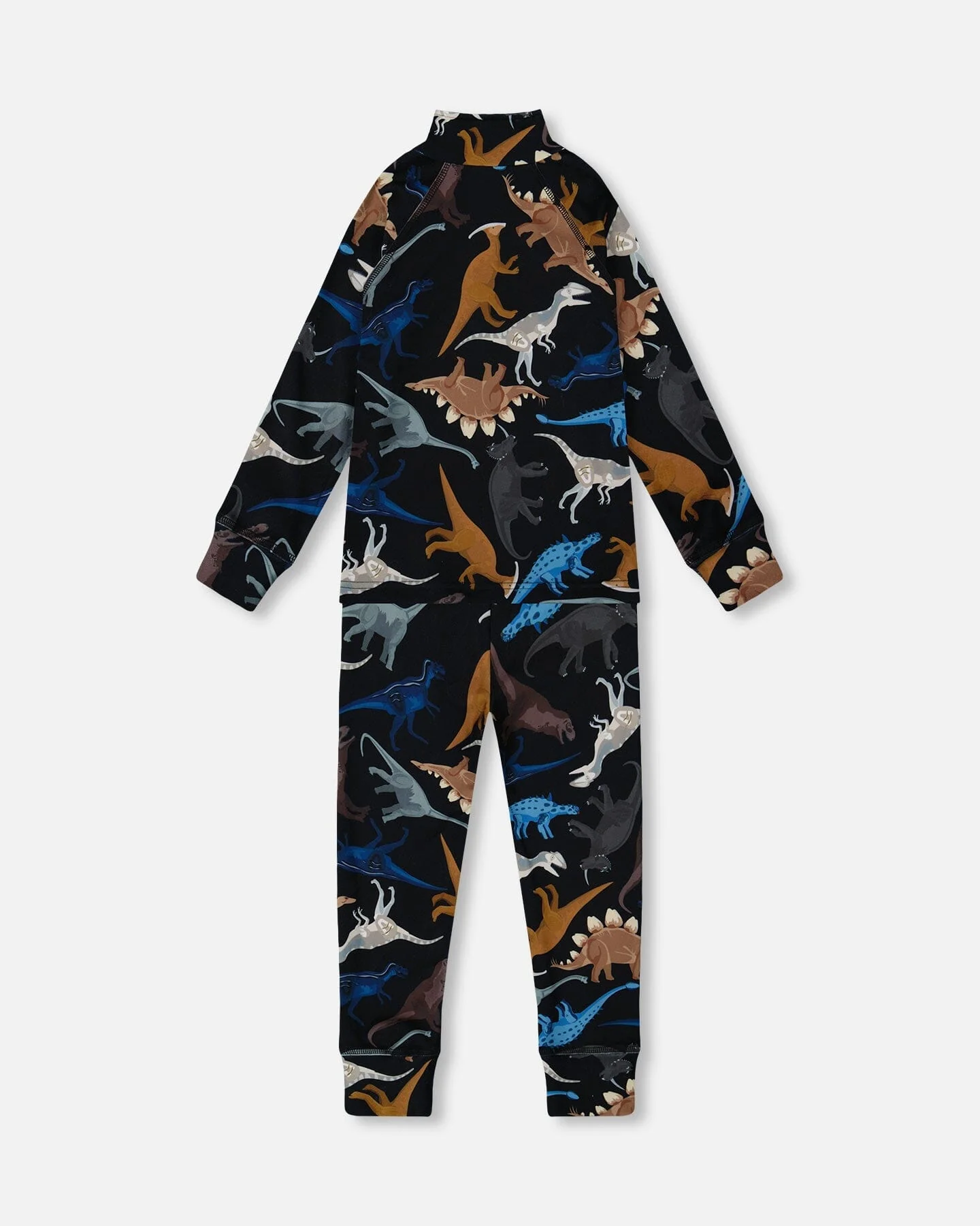 Two-Piece Thermal Underwear Seat Black Dinosaur Print - Image 3