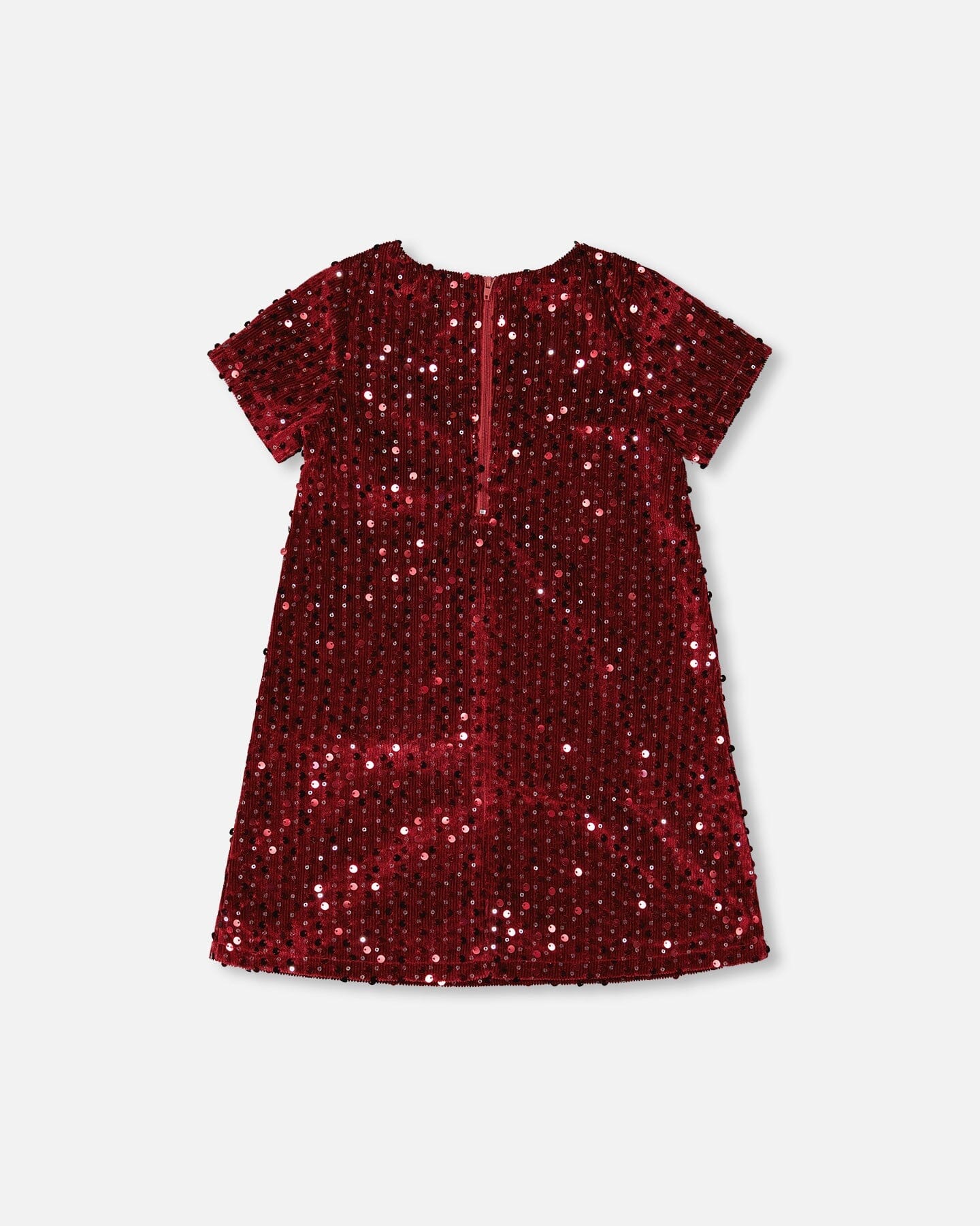 Velvet Short Sleeve Dress Red - Image 3